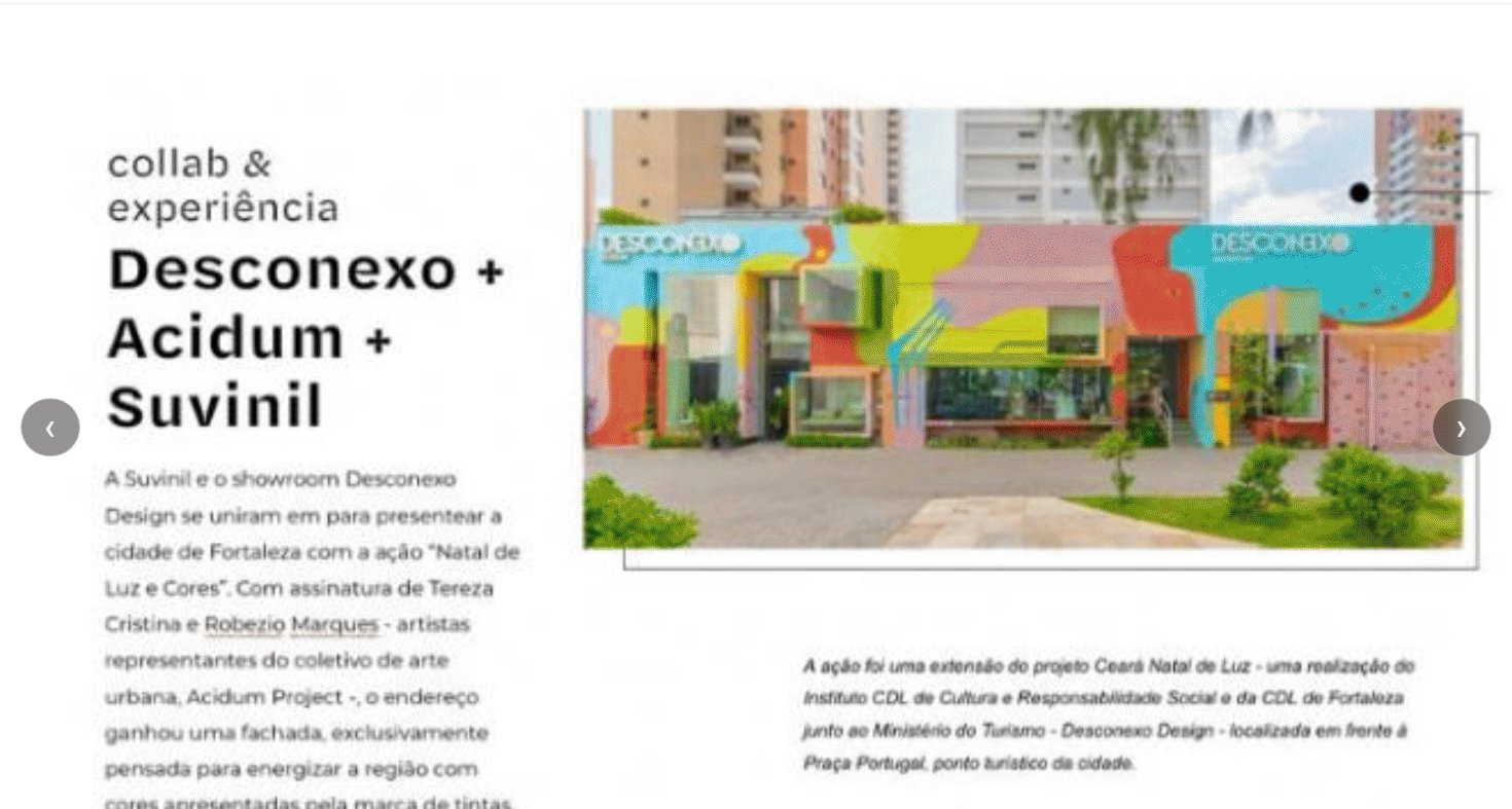 Case Desconexo, Acidum Project e Suvinil: fachada do showroom pintada para a ação Natal de Luz e Cores em Fortaleza